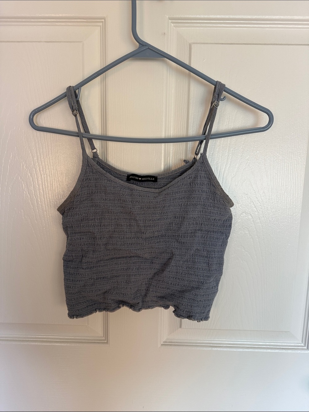 Brandy Melville Charcoal Gray Smocked Cropped Cami